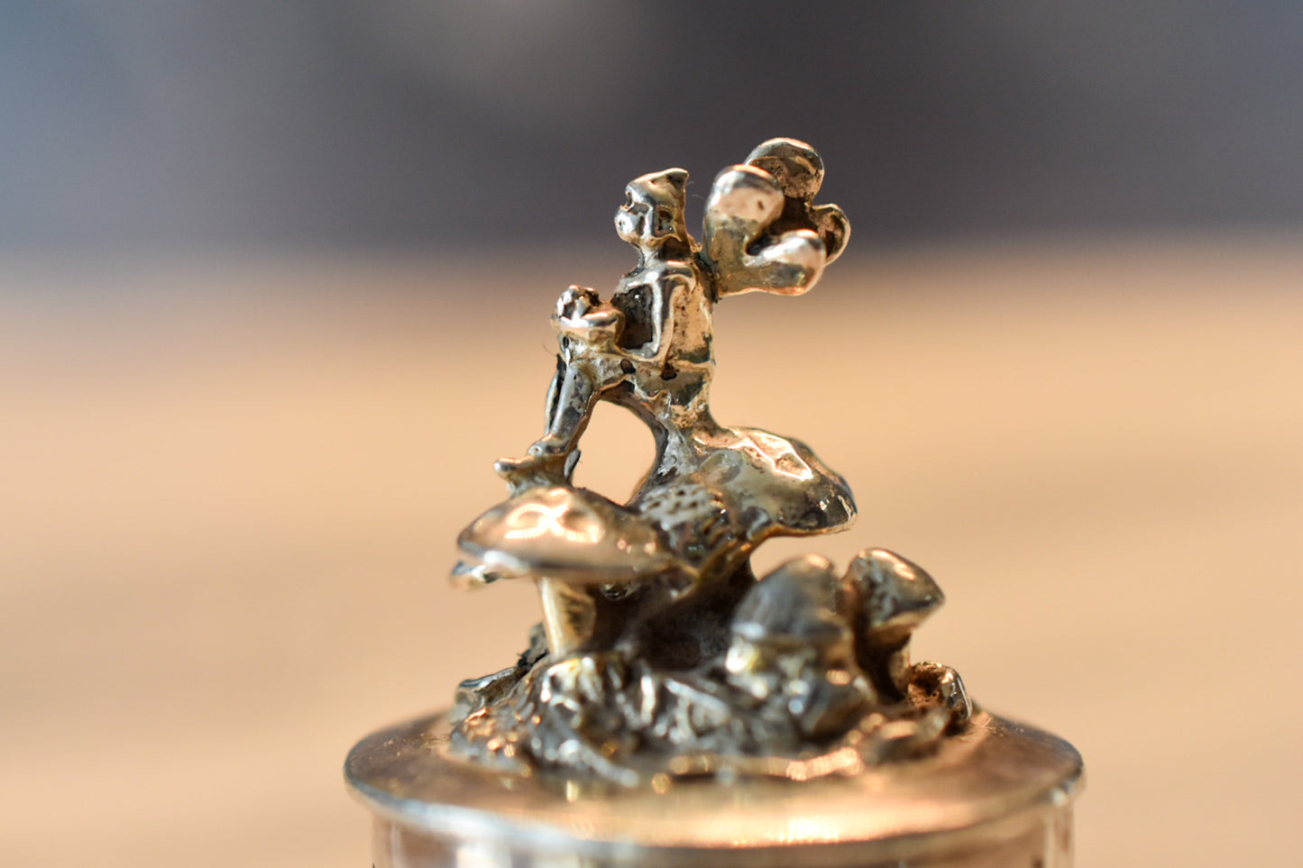 Vintage Silver Scenes Tooth Fairy Box – 1991 Silver-Plated Fairy on Mushroom