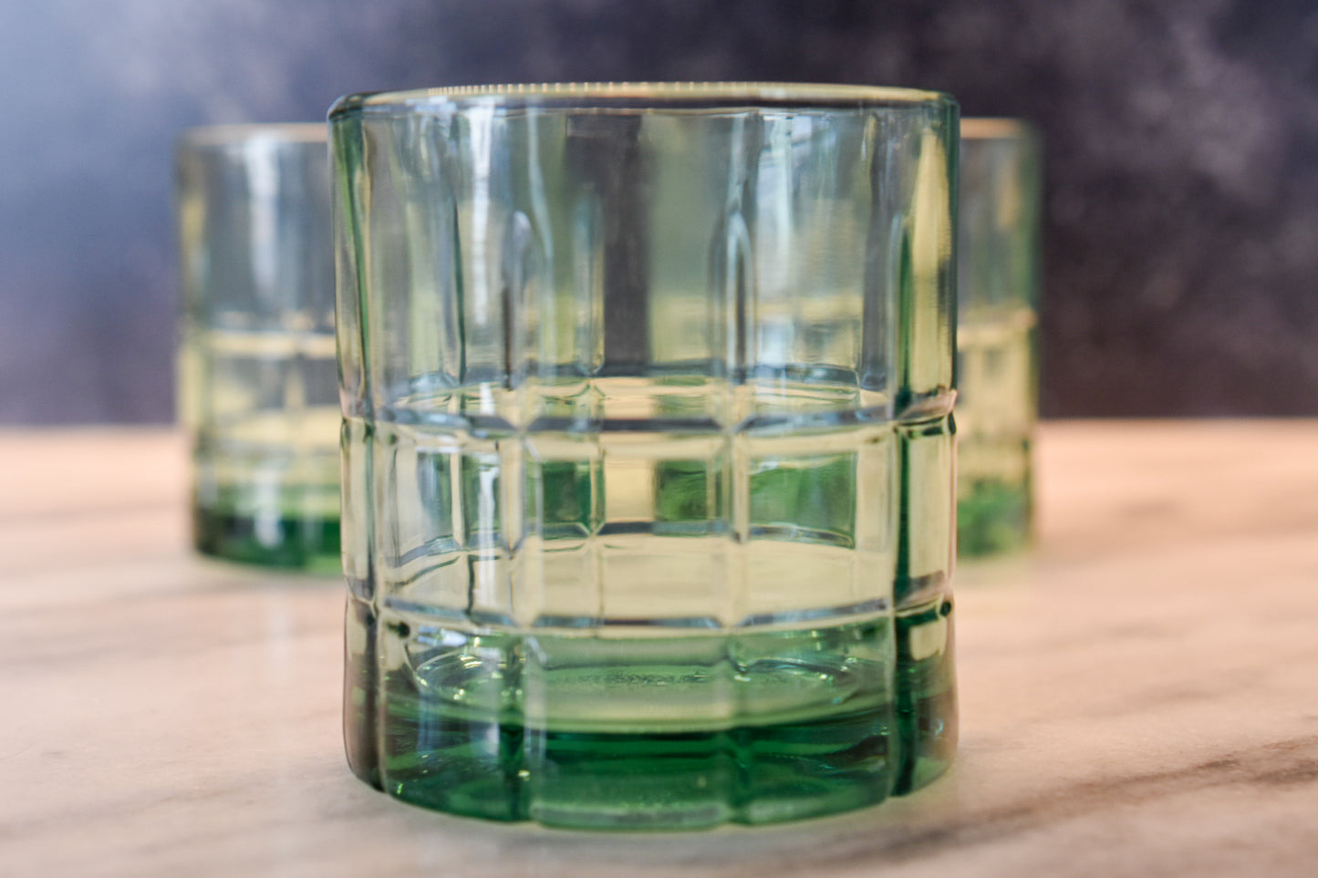 Vintage Anchor Hocking Forest Green Lowball Glasses โ Set of 3