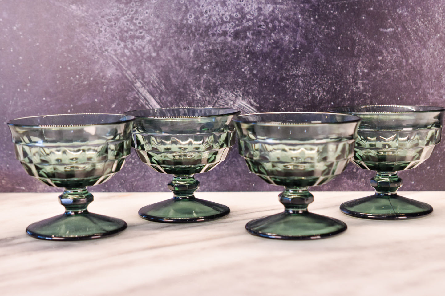 Vintage Anchor Hocking Forest Green Sherbet Glasses