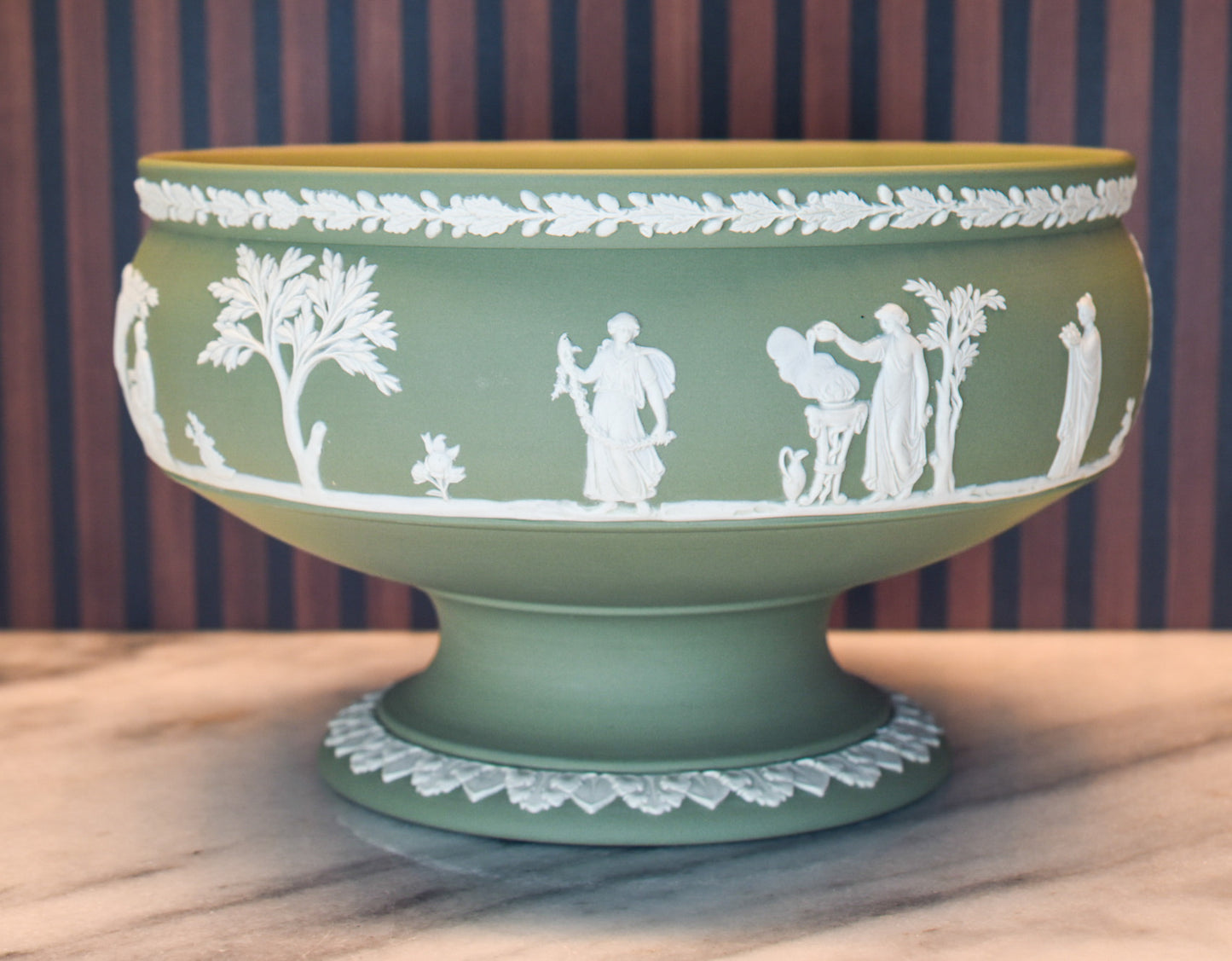 Wedgwood Jasperware Sage Green Pedestal Fruit Bowl