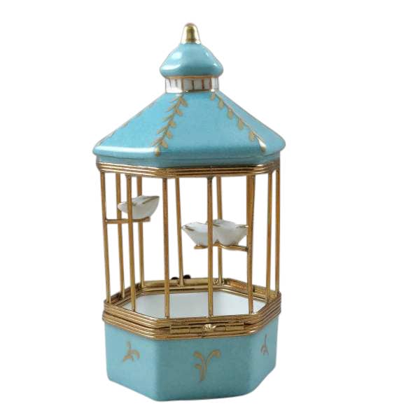 Tiffany Blue Bird Cage With 3 Gold Birds