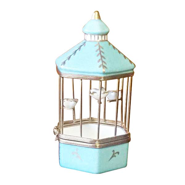 Tiffany Blue Bird Cage With 3 Gold Birds