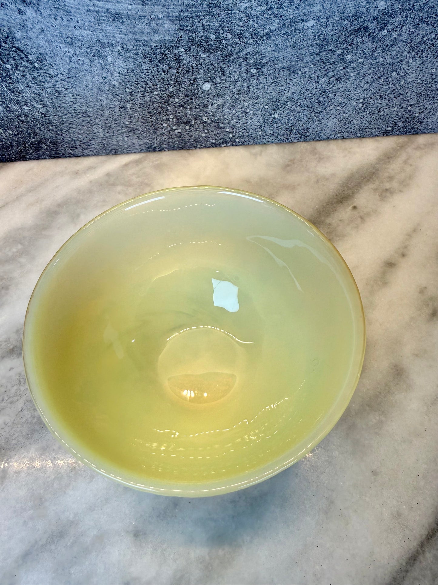 Murano Opaline Art Glass Bowl, Yellow/ Mid-Century Italian