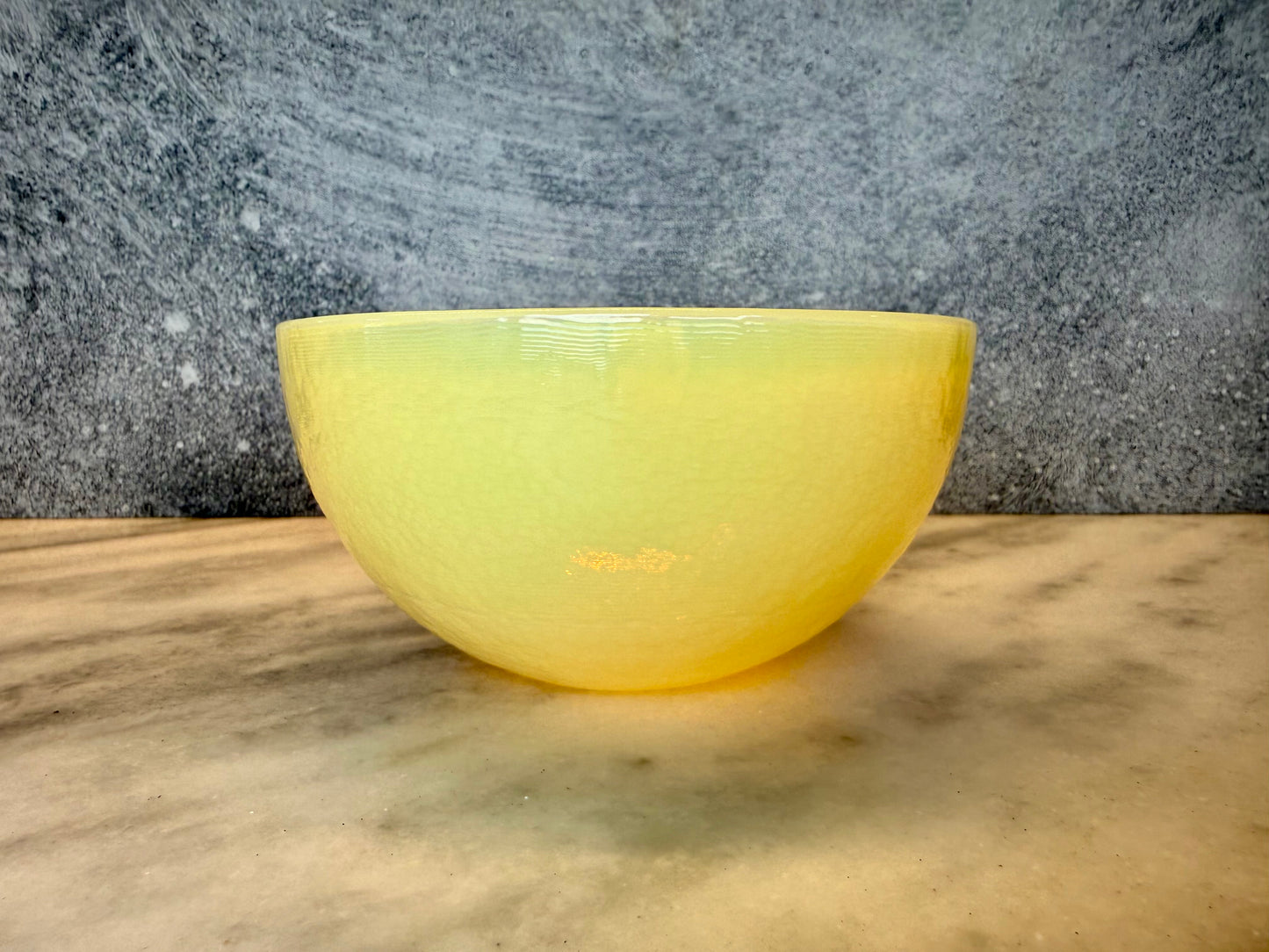 Murano Opaline Art Glass Bowl, Yellow/ Mid-Century Italian