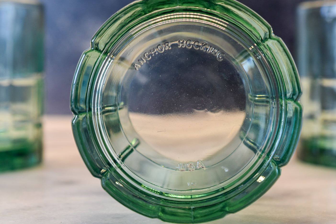 Vintage Anchor Hocking Forest Green Lowball Glasses – Set of 3