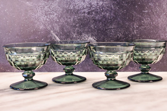 Vintage Anchor Hocking Forest Green Sherbet Glasses