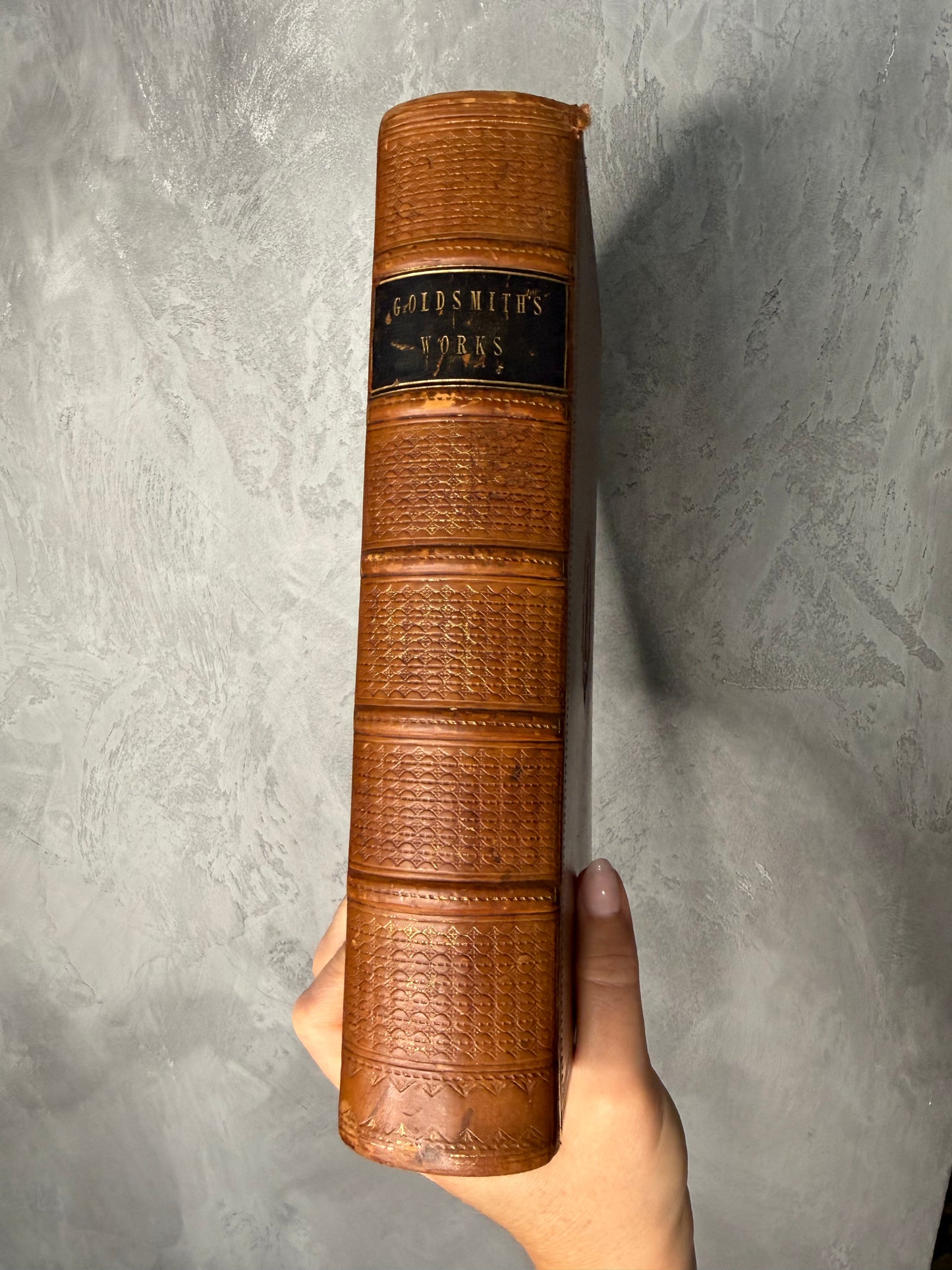 1858 The Works of Oliver Goldsmith Antique Leather Bound Victorian Book