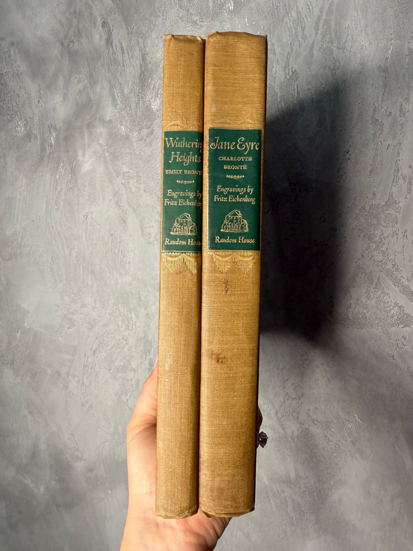 1943 Brontë Sisters Illustrated Editions | Jane Eyre & Wuthering Heights | Fritz Eichenberg Wood Engravings | Matching Set