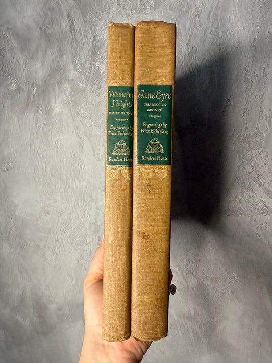 1943 Brontë Sisters Illustrated Editions | Jane Eyre & Wuthering Heights | Fritz Eichenberg Wood Engravings | Matching Set