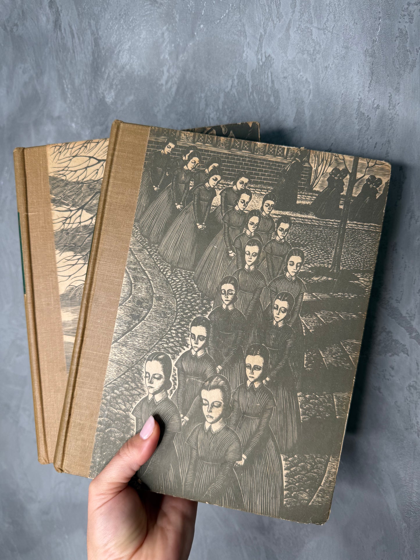 1943 Brontë Sisters Illustrated Editions | Jane Eyre & Wuthering Heights | Fritz Eichenberg Wood Engravings | Matching Set