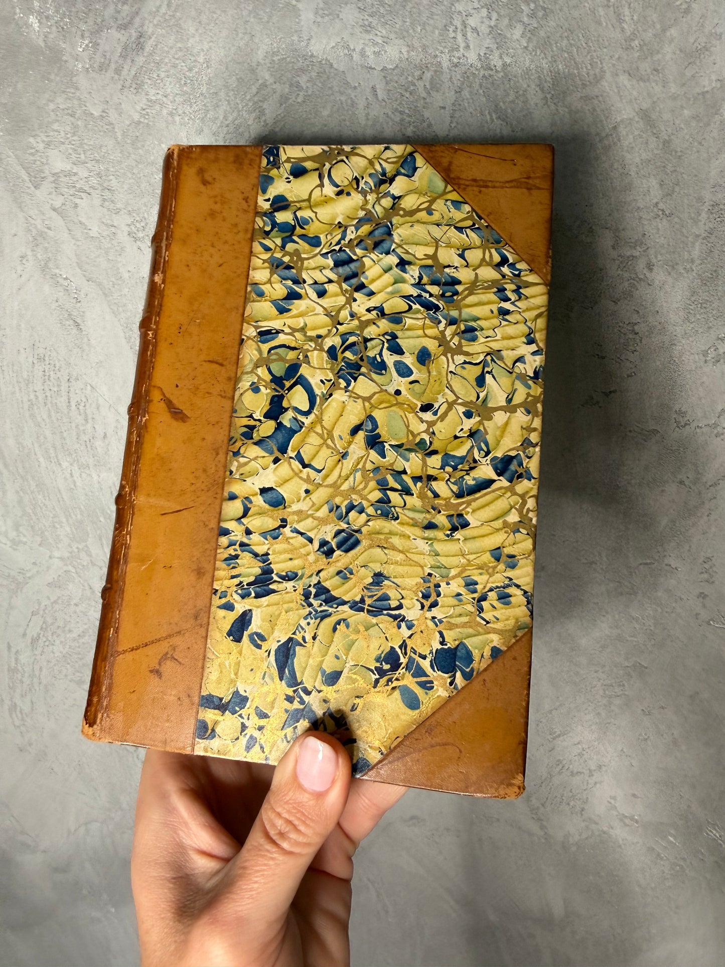 1902 “Leila or The Siege of Granada” by Lord Lytton | Antique Half Leather & Marbled Binding