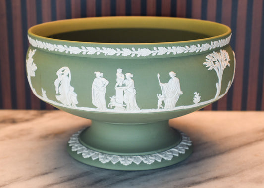 Wedgwood Jasperware Sage Green Pedestal Fruit Bowl