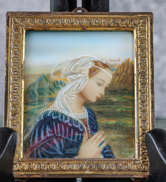 Vintage Italian Miniature Madonna Portrait After Filippo Lippi | Gilt Frame, Corte di Savoia Label